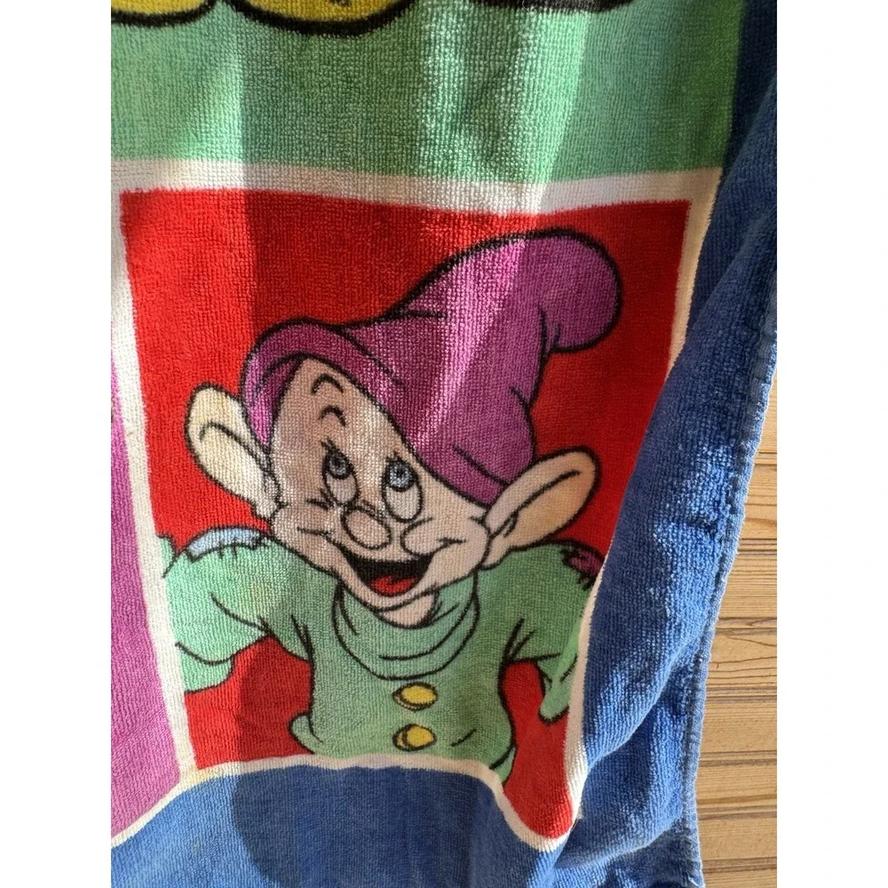 Vtg 1990s Snow White & the Seven Dwarfs Franco Beach Towel Walt Disney 56